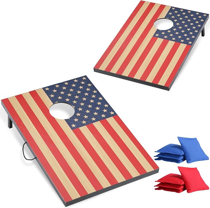 Cornhole Sets 4 x 2 ft / 3 x 2 ft with 8 Bean Bags Regulation Size, Corn Hole Games for Adults