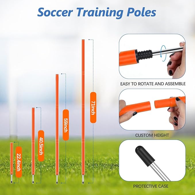 Soccer Agility Training Poles Equipment |Adjustable Soccer Equipment for Training Includes 6