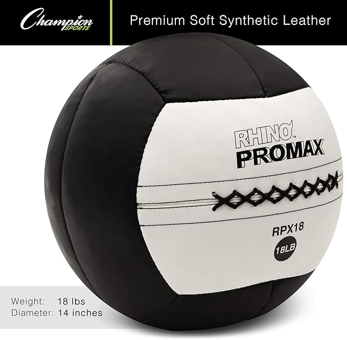 Champion Sports RPX16 Rhino Promax Slam Balls, 16 lb, Soft Shell with Non-Slip Grip, Medicine Wall