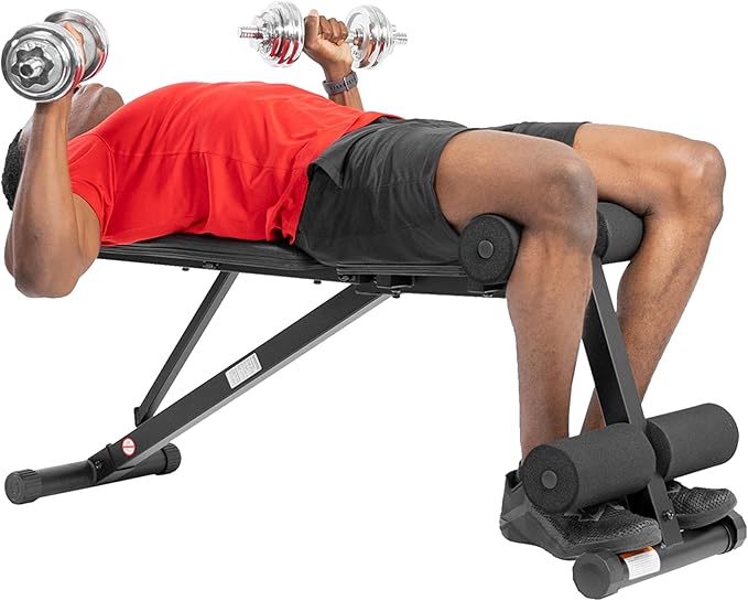 Sunny Health & Fitness Compact Premium Incline Bench Press Bar Rack Set & Optional Leg Extension