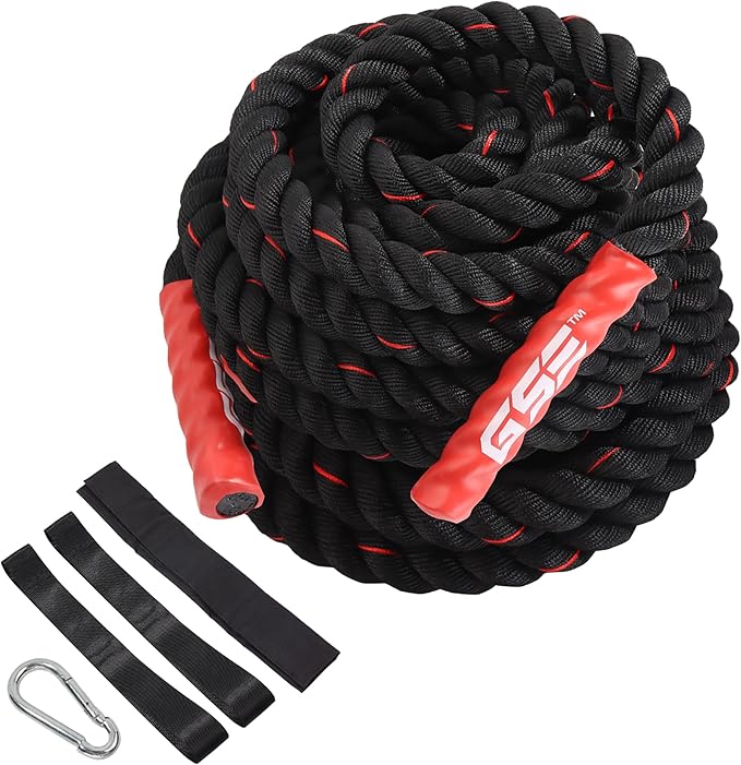 GSE Games & Sports Expert Gym Battle Rope, Heavy-Duty Workout Ropes for Indoor & Outdoor Workout