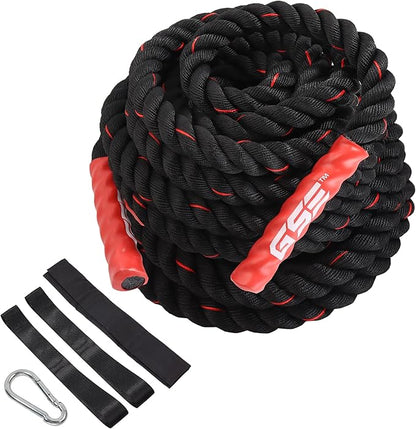 GSE Games & Sports Expert Gym Battle Rope, Heavy-Duty Workout Ropes for Indoor & Outdoor Workout