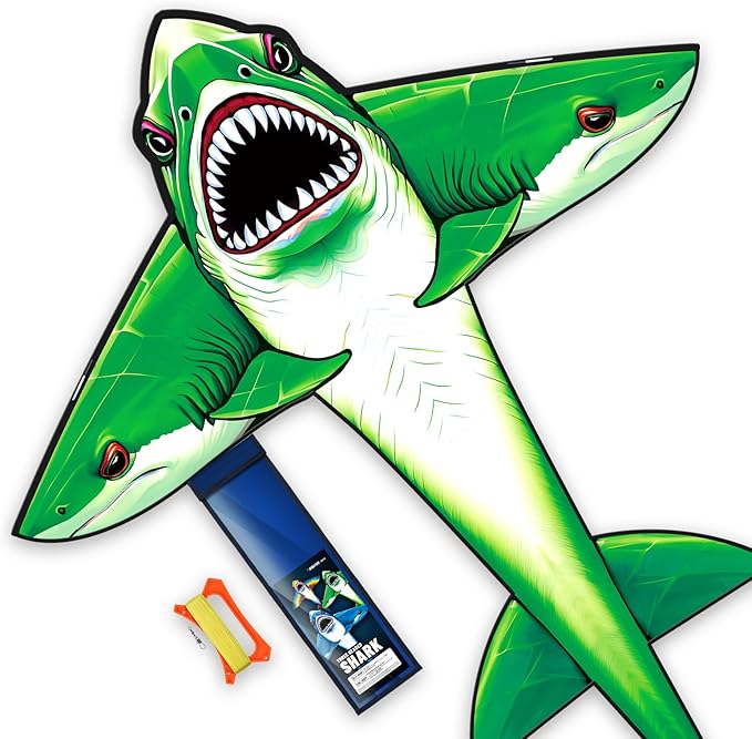 Three Headed Shark Kite for Kids and Adults,Kites for Kids Ages 8-12 Easy to Fly,Single Line Beach