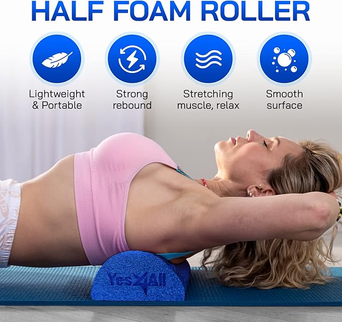 Yes4All Medium Firm Half Foam Rollers for Post-Workout Relaxation, 12/18/24/36 inch PE Foam Roll