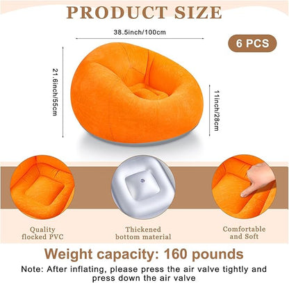 Realspring 6 Pcs Bean Bag Chairs for Adults Inflatable Chairs with Electric Air Pump,Blow up Couch