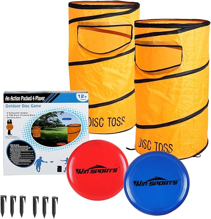 Folding Disc Toss Game Set - Flying Disc Toss Dunk Game Set - Includes 2 Disc Targets with Bean Bag