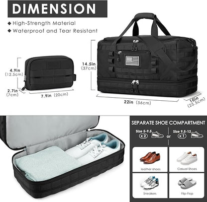 ETRONIK Travel Bag for Men Women, Gym Bag & Tactical Duffle Bags for Travel, Carry on with Toiletry