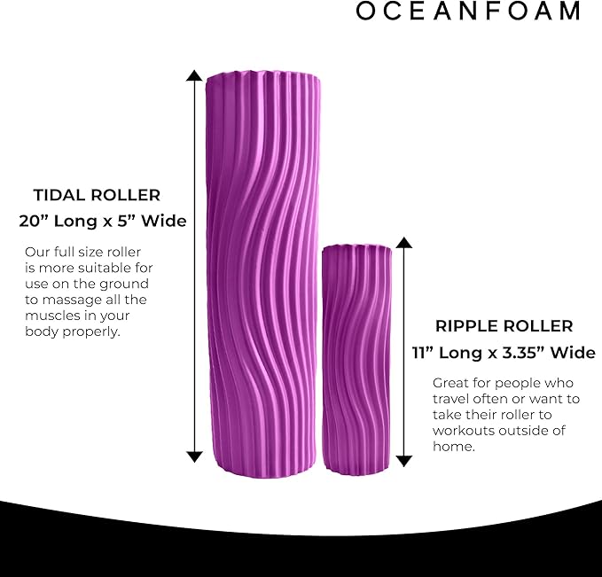 Oceanfoam Tidal Roller - Magenta - Muscle Massage Foam Roller for Back Pain & Stretching - Firm and