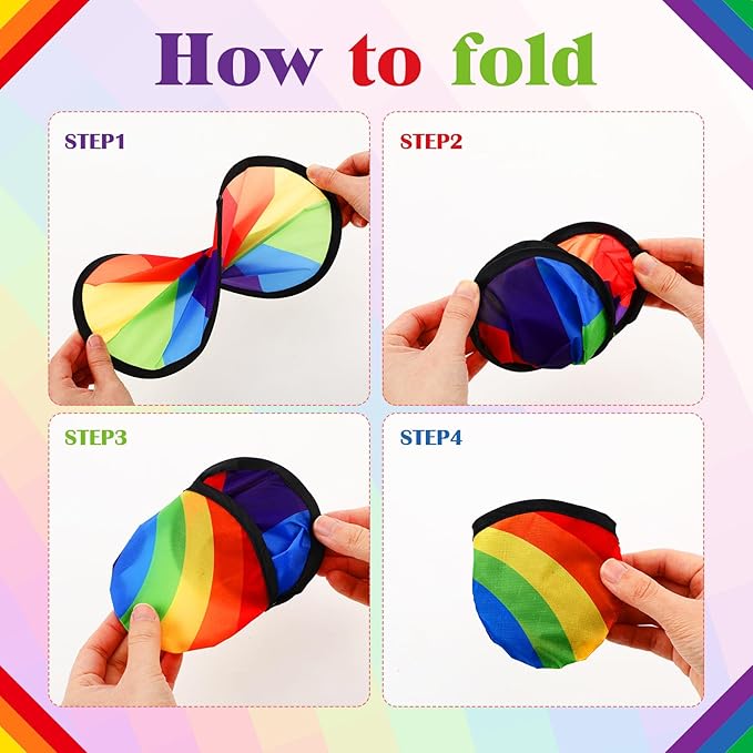 Gejoy Foldable Flying Disc Fans Bulk with Bags 9.8 Inch DIY Sublimation Handheld Cooling Fan Beach
