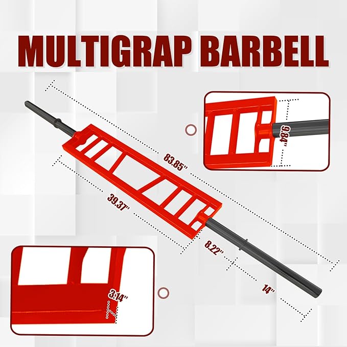Multi Grip Barbell Swiss Bar | Cambered Barbell Multi Grip Olympic Barbell, Fits 2-inch Olympic