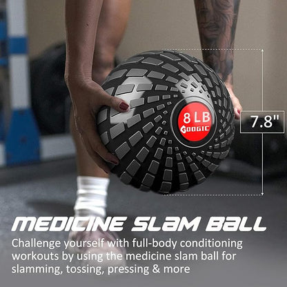 Slam Ball 8 lbs Medicine Ball Weighted Balls for Exercise and Workout, Strength, Cardio