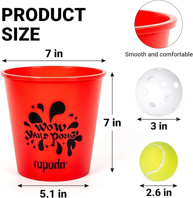ropoda Giant Yard Pong,Yard Games with Durable Buckets and Balls - Choose Red Large, XL, or Green