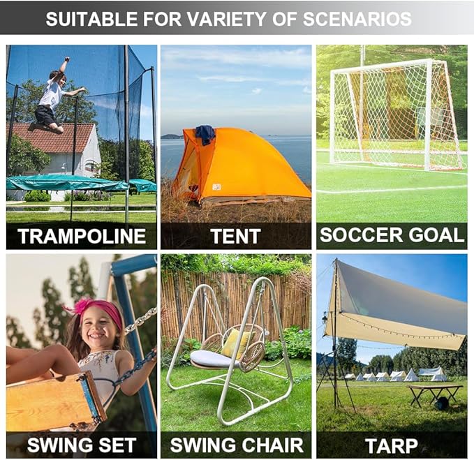 Eurmax USA Trampoline Stakes Heavy Duty Trampoline Parts Corkscrew Shape Steel Stakes Anchor Kit