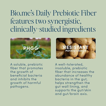 Daily Prebiotic Fiber Powder Unflavored - 20 Travel Packs, 7g Per Serving - Soluble & Insoluble
