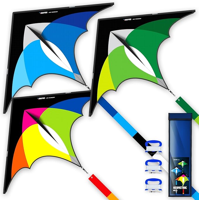 3-Piece Set Delta Kite for Easy to Fly Large Kite for Kids and Adults - Perfect Family Outdoor Toy