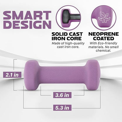 Yes4All Neoprene Coated Dumbbell Hand Weight Sets of 2 - Multiple Weight Options with 15 Colors