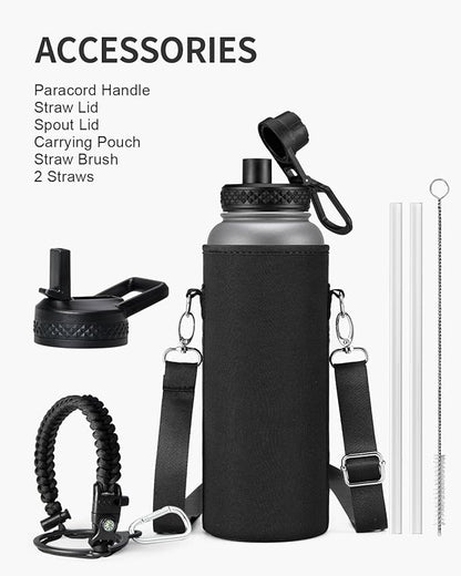 40oz Insulated Water Bottle,Stainless Steel Vacuum Water Bottle, BPA-Free & Leakproof -with
