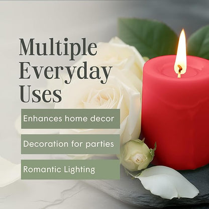 Mister Candle Dripless Unscented Pillar Candles, Set of 3 Hand Poured Solid Color Non-Scented