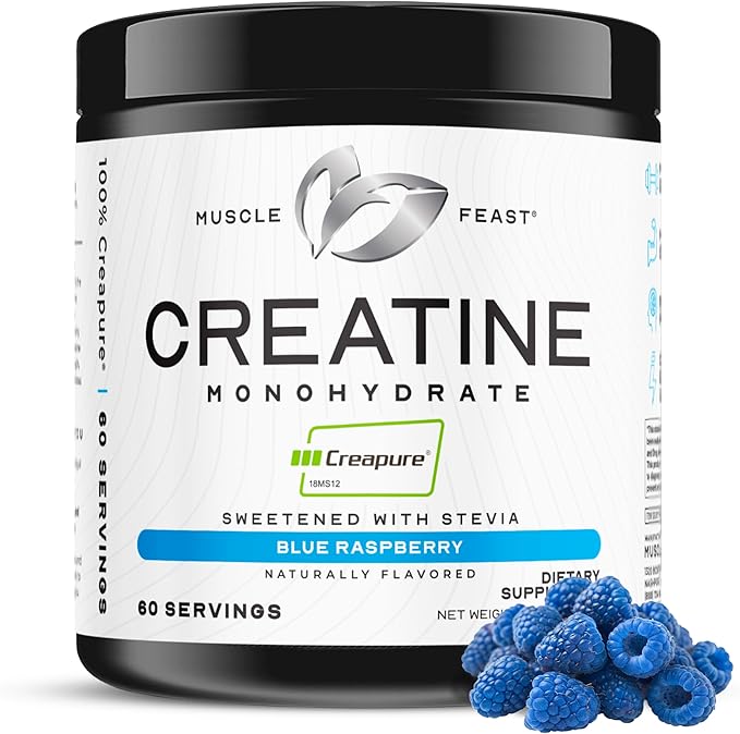 Muscle Feast Creapure Creatine Monohydrate Powder, Vegan Keto Friendly Gluten-Free, Muscle Recovery