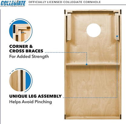 2' x 3' Solid Wood Cornhole Set with Direct Print HD Team Graphics – Great Gift for Any NCAA Fan!