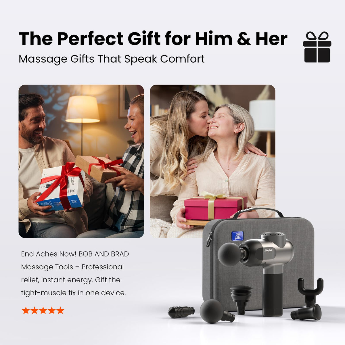 BOB AND BRAD C2 Massage Gun, FSA Eligible & HSA Approved Deep Tissue Percussion Massager Gun