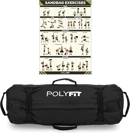 Polyfit Classic Sandbag - Heavy Duty Workout Sandbag for Fitness with 8 Gripping Handles for Sand