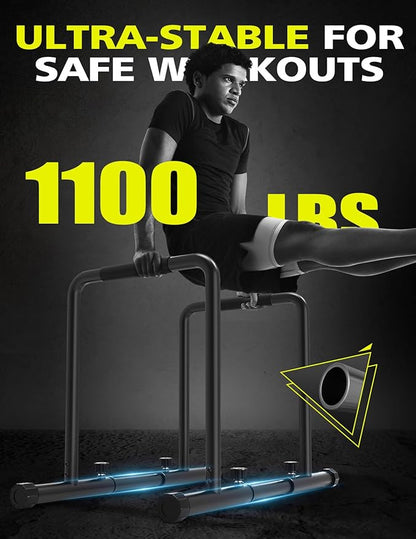 Dripex 1100lbs Adjustable Dip Bar Heavy Duty Steel Dip Station, Home Dip Stand with Two Safety