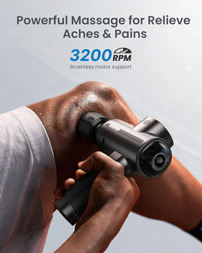 RENPHO Massage Gun Deep Tissue with Heat and Cold Head, Handheld Muscle Massager Therapy with Carry