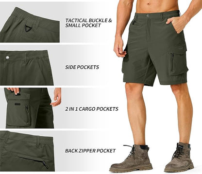 Men's Hiking Cargo Shorts Quick Dry Lightweight Travel Shorts with Multi Pockets for Fishing
