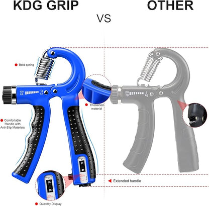 KDG Hand Grip Strengthener 2 Pack Adjustable Resistance 10-130 lbs Forearm Exerciser，Grip Strength