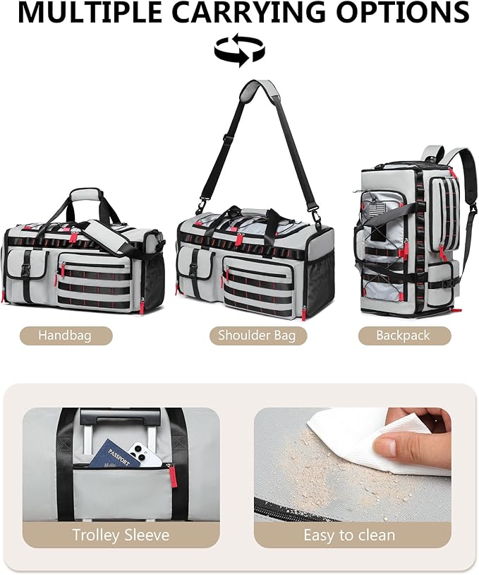 MCBD Gym Bags for Men & Women, 45L Travel Duffle Sports Backpack with Shoes & Laptop Compartment