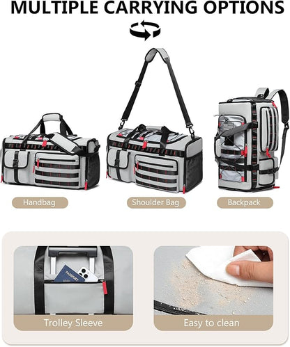 MCBD Gym Bags for Men & Women, 45L Travel Duffle Sports Backpack with Shoes & Laptop Compartment
