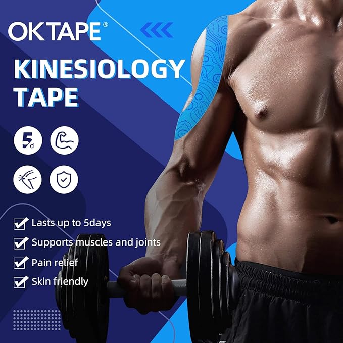 OK TAPE Kinesiology Tape Bulk 103Feet, Pro Adhesive, Water-Resistant k Tape, Elastic Athletic Tape