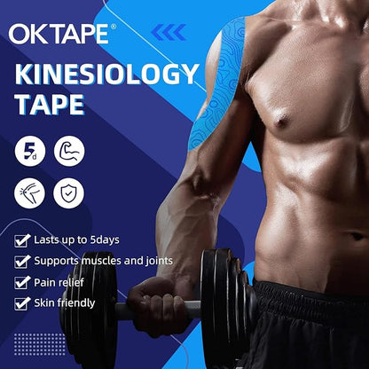 OK TAPE Kinesiology Tape Bulk 103Feet, Pro Adhesive, Water-Resistant k Tape, Elastic Athletic Tape
