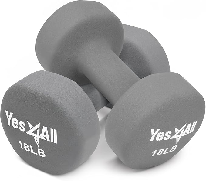 Yes4All Neoprene Coated Dumbbell Hand Weight Sets of 2 - Multiple Weight Options with 15 Colors