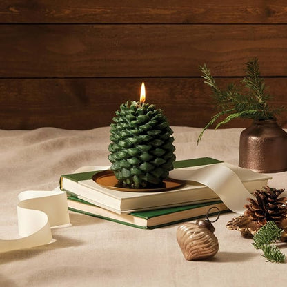 Thymes Frasier Fir Scented Candles for Home Decor - Green Pillar Candles for Women & Men - Place on