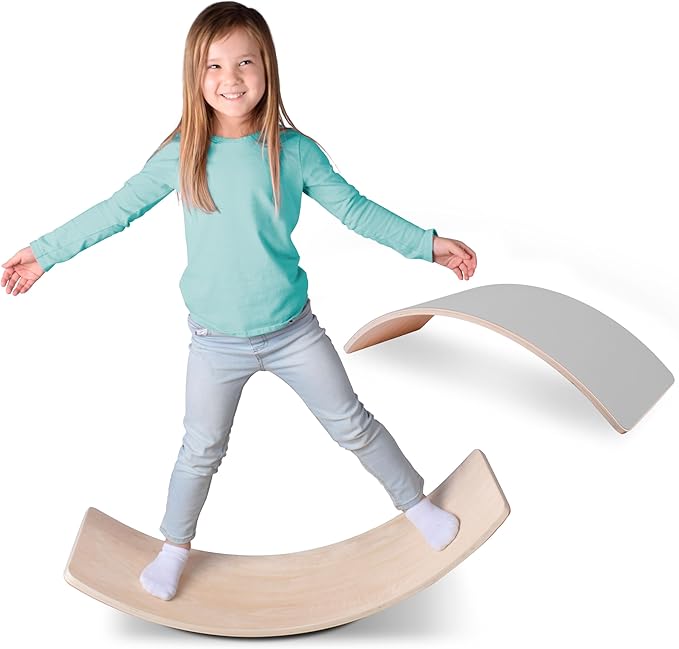 Non Slip Balance Board, 35 Inch Non Slip Felt Rocker Board Durable Wood, Kids Toddler Open Ended