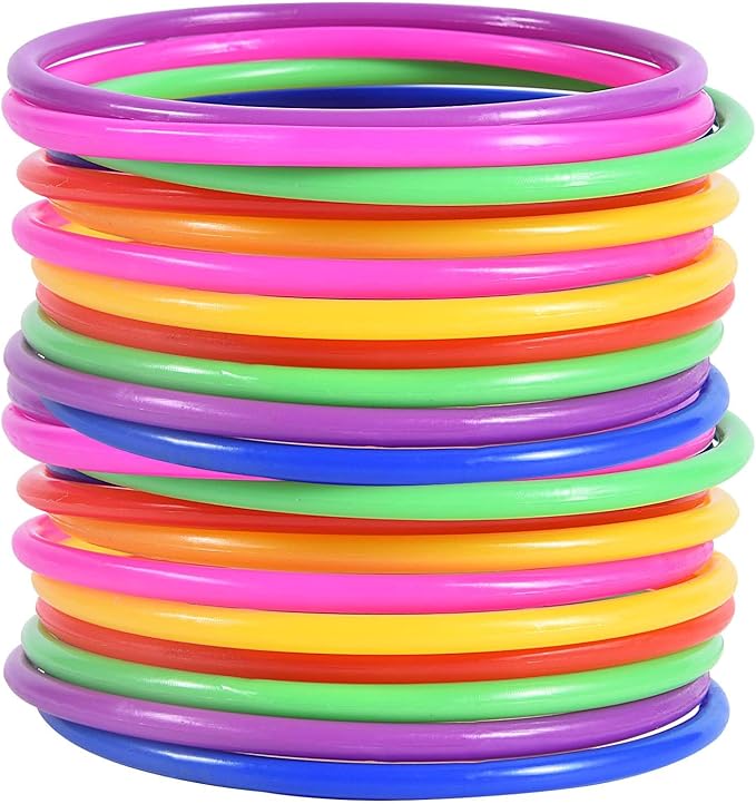 OBTANIM 24 Pcs Plastic Ring Toss Game for Kids and Outdoor Toss Rings for Speed and Agility