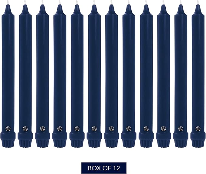 Colonial Candle Unscented Taper Candle, Classic Collection, Indigo, 12 In, Pack of 12 - Up to 10
