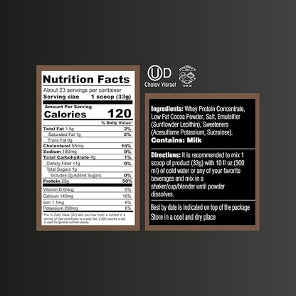Dark Chocolate Whey Protein Powder. Post Workout Recovery Drink, Gluten & Sugar Free, Highly