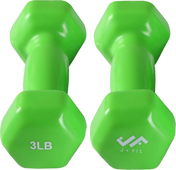 JFIT Dumbbell Pairs or Sets – Neoprene & Vinyl Coated Hand Weights for Home Gym, Strength Training