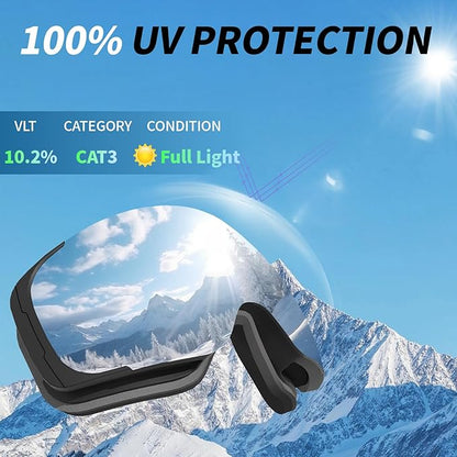 Ski Goggles for Men Women Adult & Youth, OTG Snowboard Goggles Anti Fog, Snow Goggles UV Protection