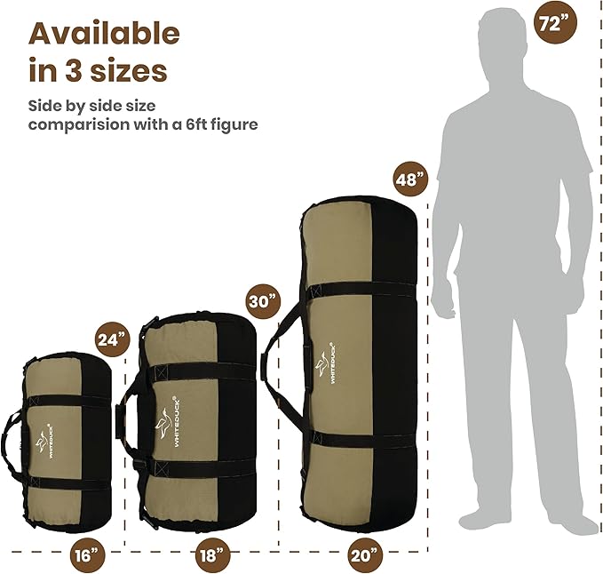 WHITEDUCK Heavy Duty Canvas Duffel Bag for Men and Women - Foldable Military Army Style Duffel Bag
