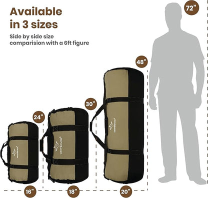 WHITEDUCK Heavy Duty Canvas Duffel Bag for Men and Women - Foldable Military Army Style Duffel Bag