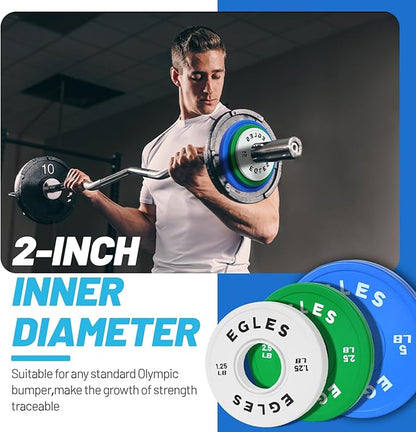 Egles Change Plates Set 1.25LB, 2.5LB, 5LB - Rubber-Coated Weight Plates in Pairs, Olympic Bumper