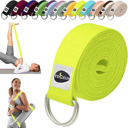 TECEUM Yoga Strap & Mat Strap – 2 IN 1 – Cotton – 6 ft 8 ft 10 ft (30+ colors) – Adjustable