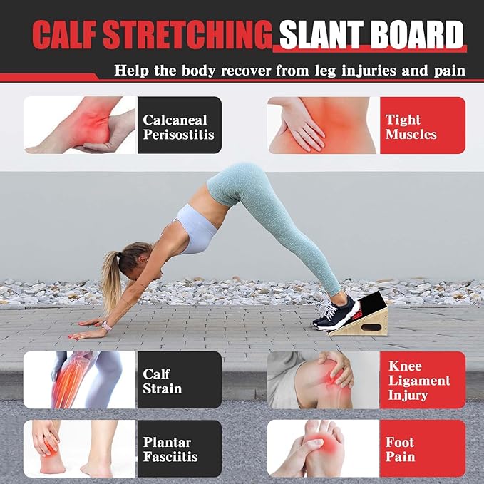 CAELUM Slant Board for Squats, Training Incline Board for Knees Over Toes, Wooden Non-Slip 25