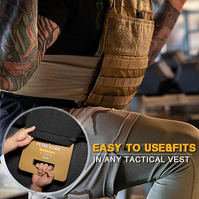 PETAC GEAR Tactical Weights Plates For Weighted Vest For Men Workout,5/10/15/20 LBS Weight Strength