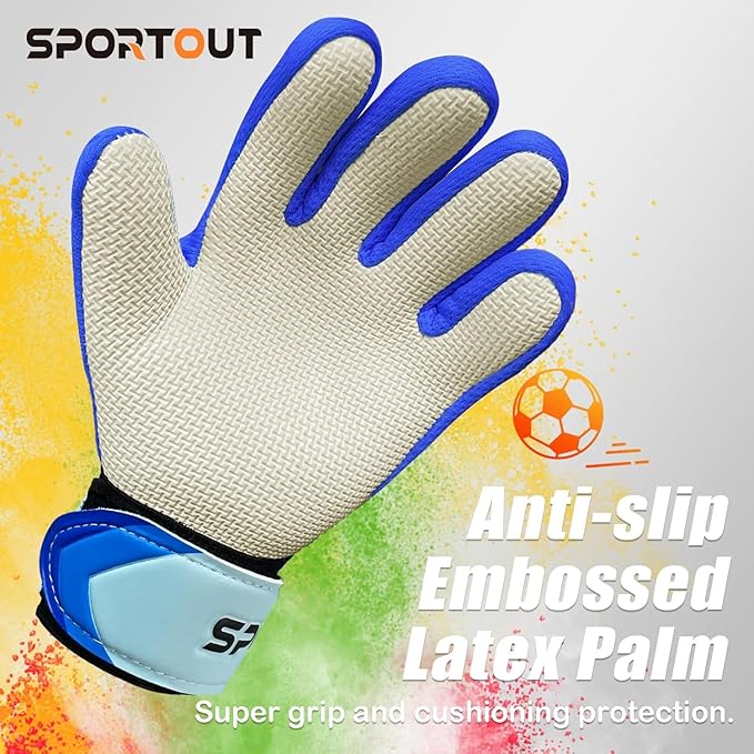 Sportout Kids Goalkeeper Gloves, Soccer Gloves with Double Wrist Protection and Non-Slip Wear