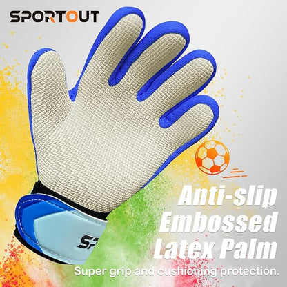 Sportout Kids Goalkeeper Gloves, Soccer Gloves with Double Wrist Protection and Non-Slip Wear